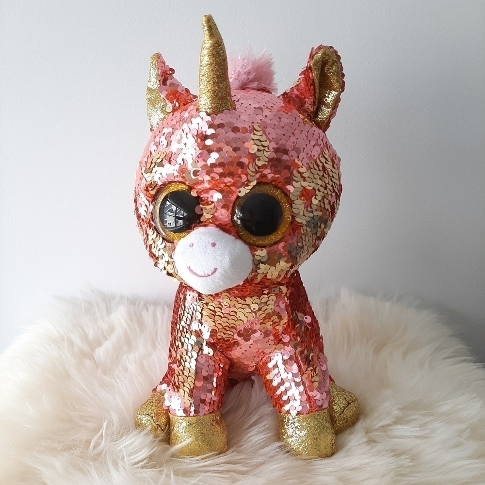 Ty Beanie Boo Flippables Sunset the Unicorn Plush Toy 10"